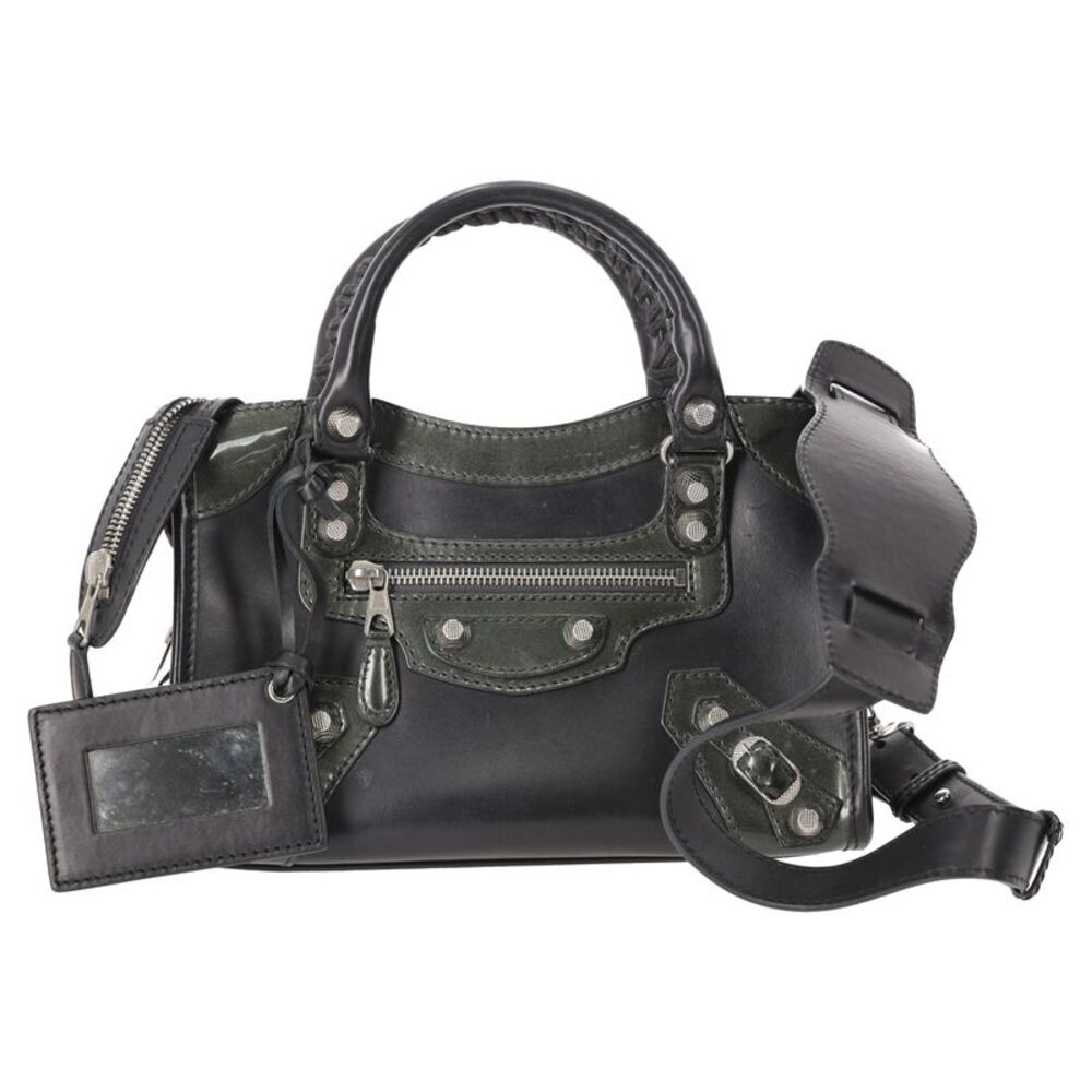 Balenciaga Holiday Mini City Giant Studs Bag in Black Calfskin Leather